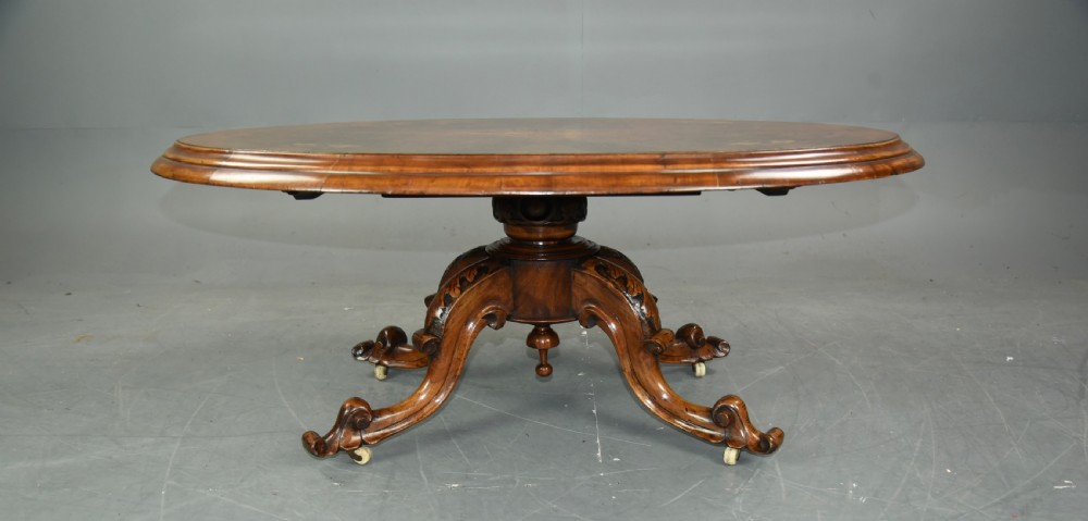 Victorian burr walnut inlaid coffee table 