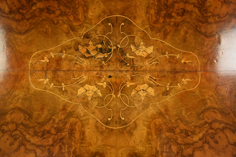 Victorian burr walnut inlaid coffee table  View V