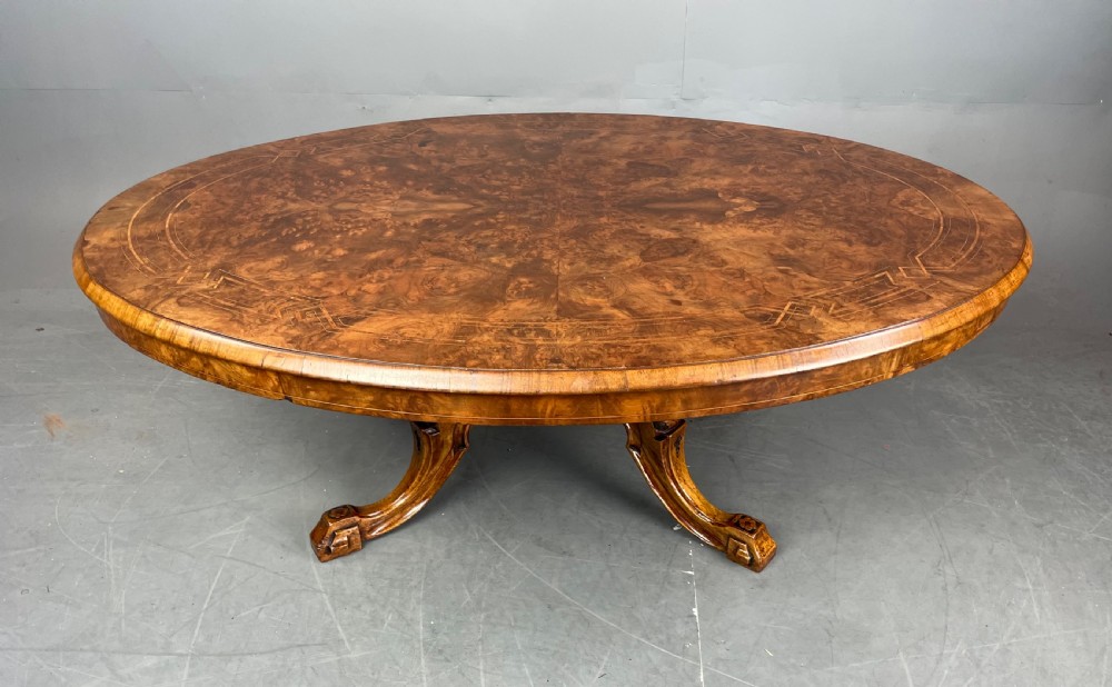 Large Victorian walnut coffee table  View III