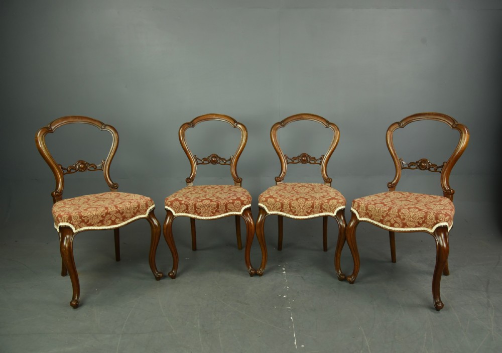 Set of four Victorian walnut dining chair H F Thomas Belfast 