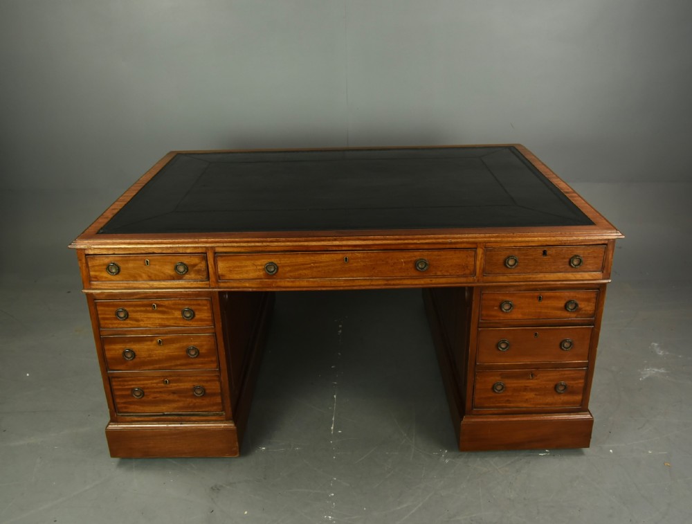 Antique Georgian style mahogany partners desk circa 1900 View II