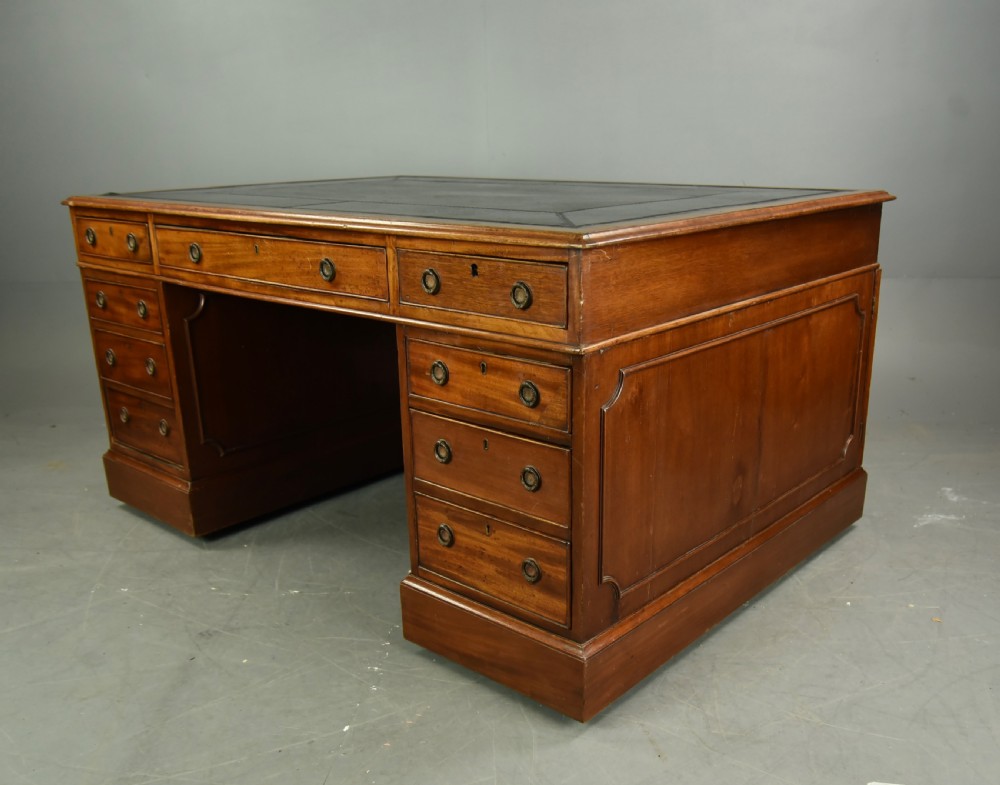 Antique Georgian style mahogany partners desk circa 1900 View III