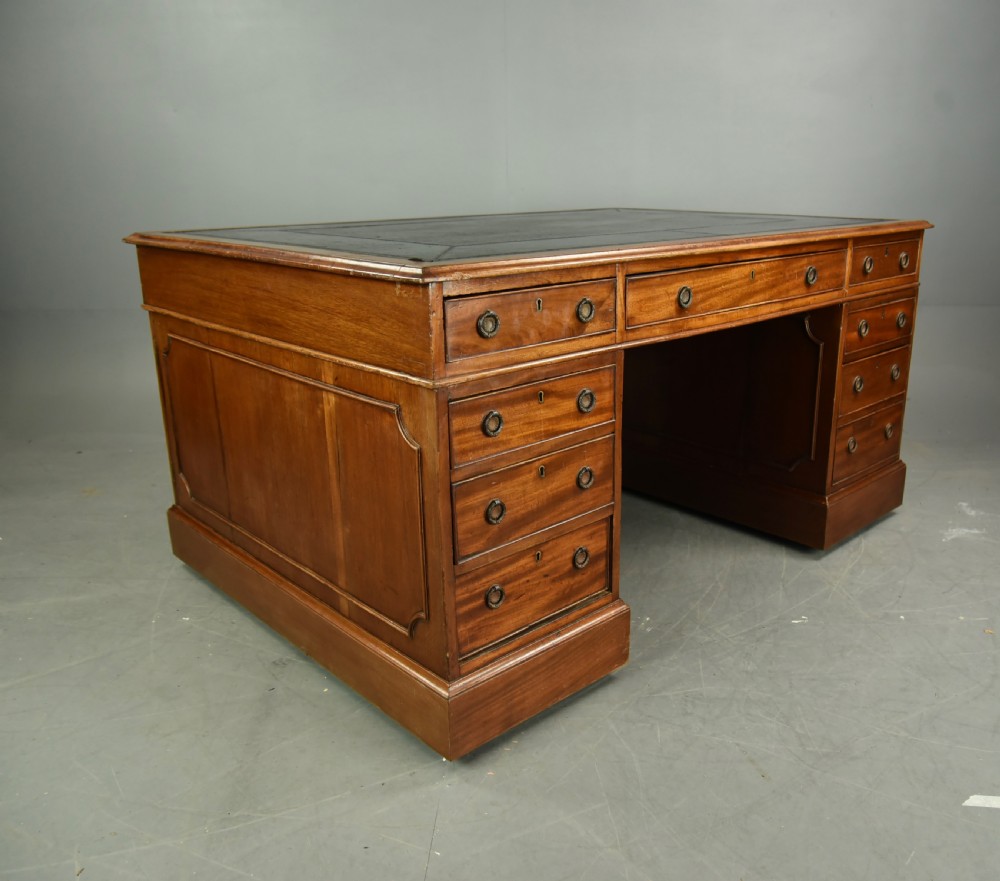 Antique Georgian style mahogany partners desk circa 1900 View V