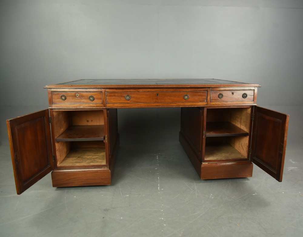 Antique Georgian style mahogany partners desk circa 1900 View VIII