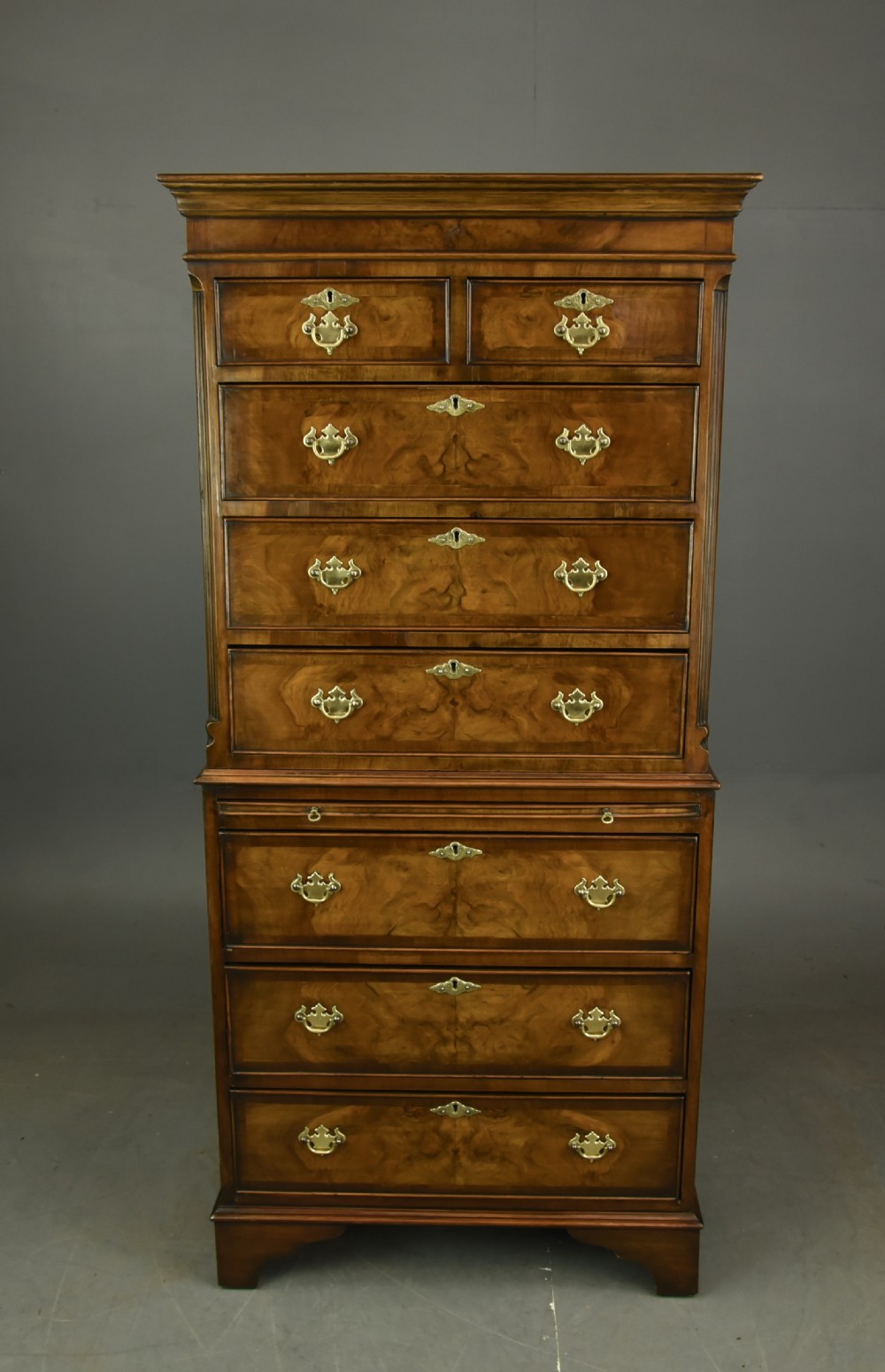 walnut tall boy chest on chest 
