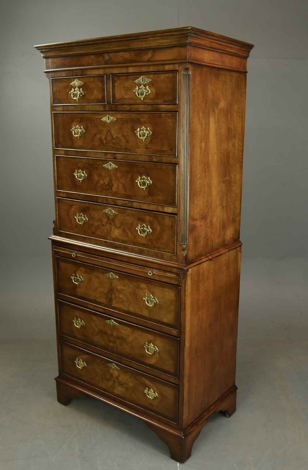 walnut tall boy chest on chest  View II