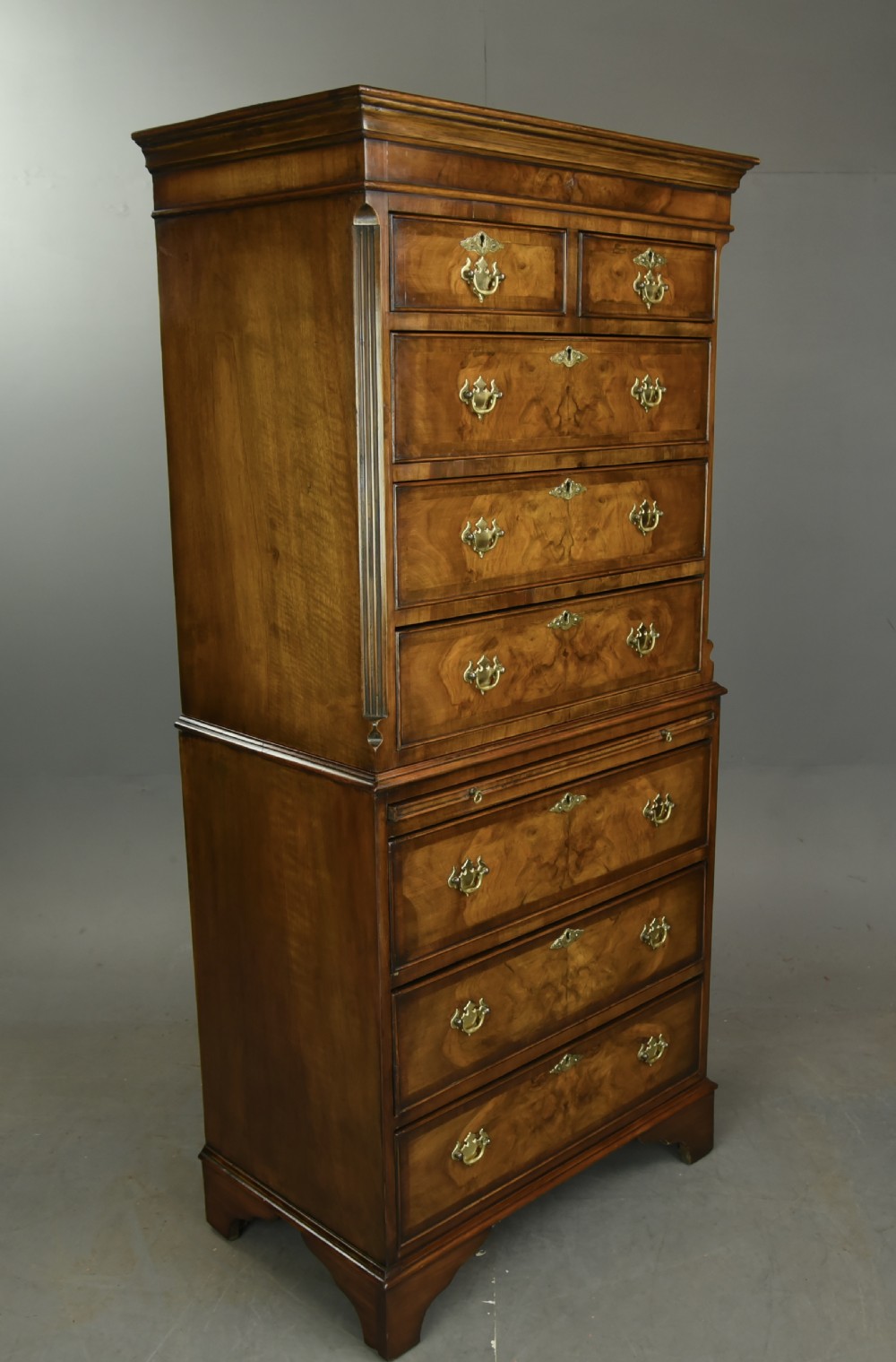 walnut tall boy chest on chest  View III
