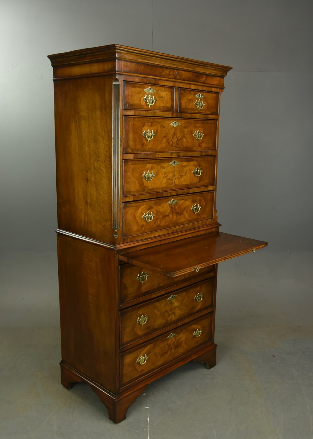 walnut tall boy chest on chest  View IV