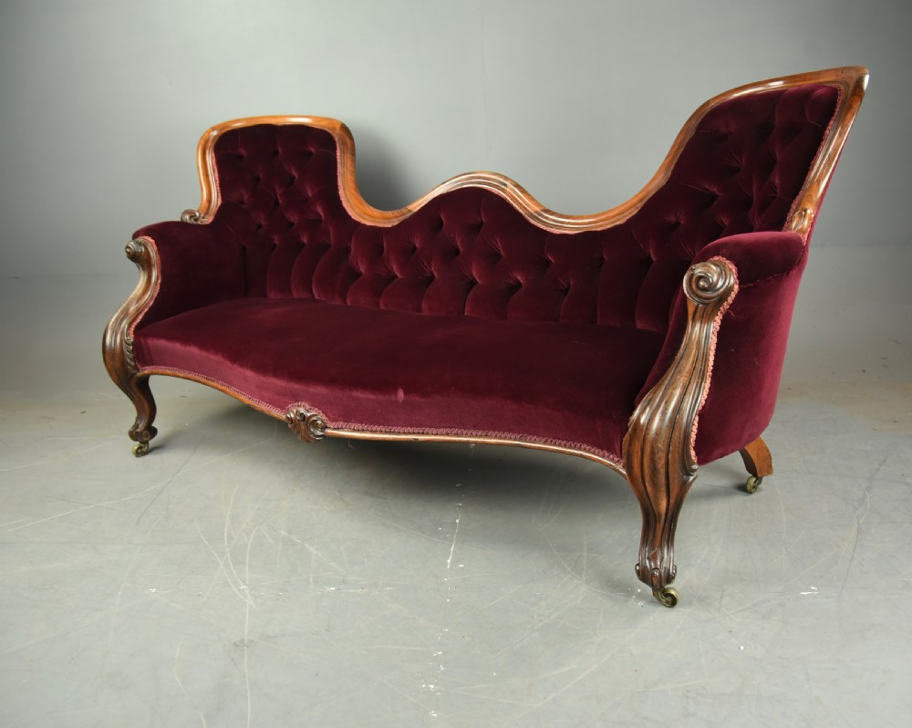 Victorian Rosewood double ended sofa settee  View III