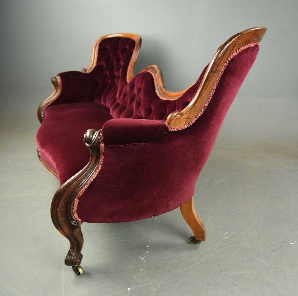 Victorian Rosewood double ended sofa settee  View IV