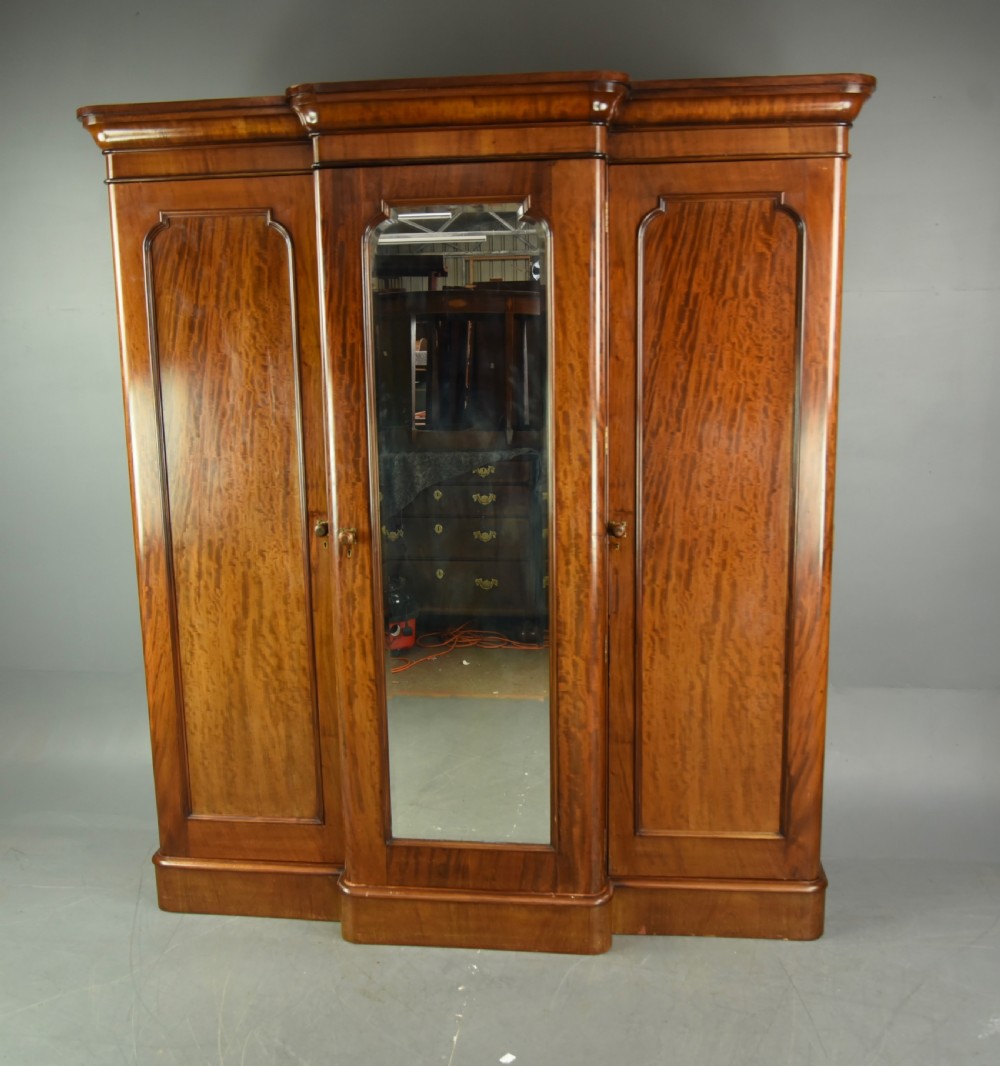 Victorian breakfront triple wardrobe 