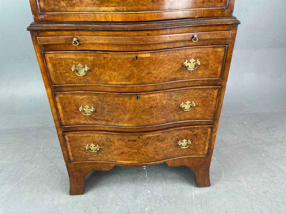 serpentine walnut chest on chest tall boy  View V