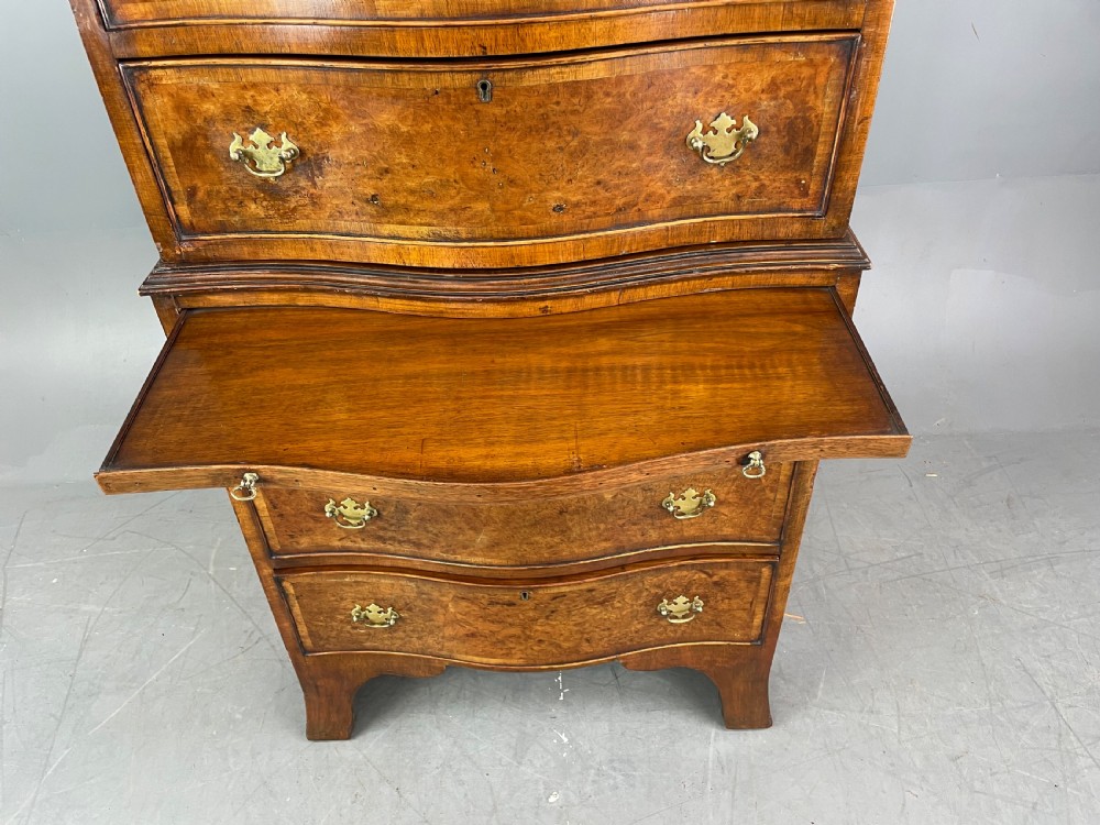 serpentine walnut chest on chest tall boy  View VI