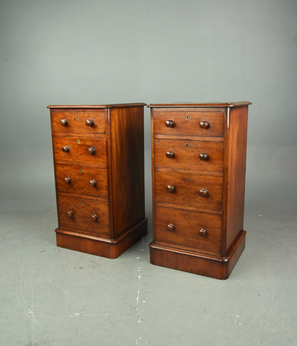 Pair of Victorian mahogany bedside chests of drawers  View II