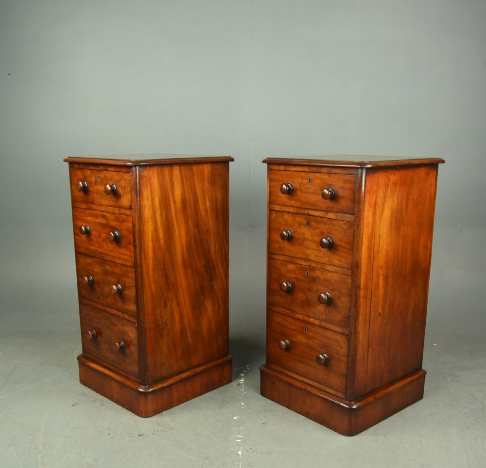 Pair of Victorian mahogany bedside chests of drawers  View IV