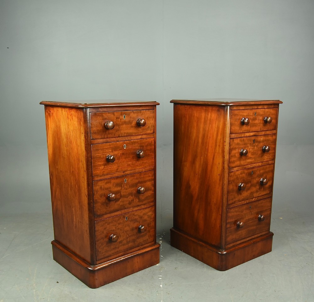 Pair of Victorian mahogany bedside chests of drawers  View V