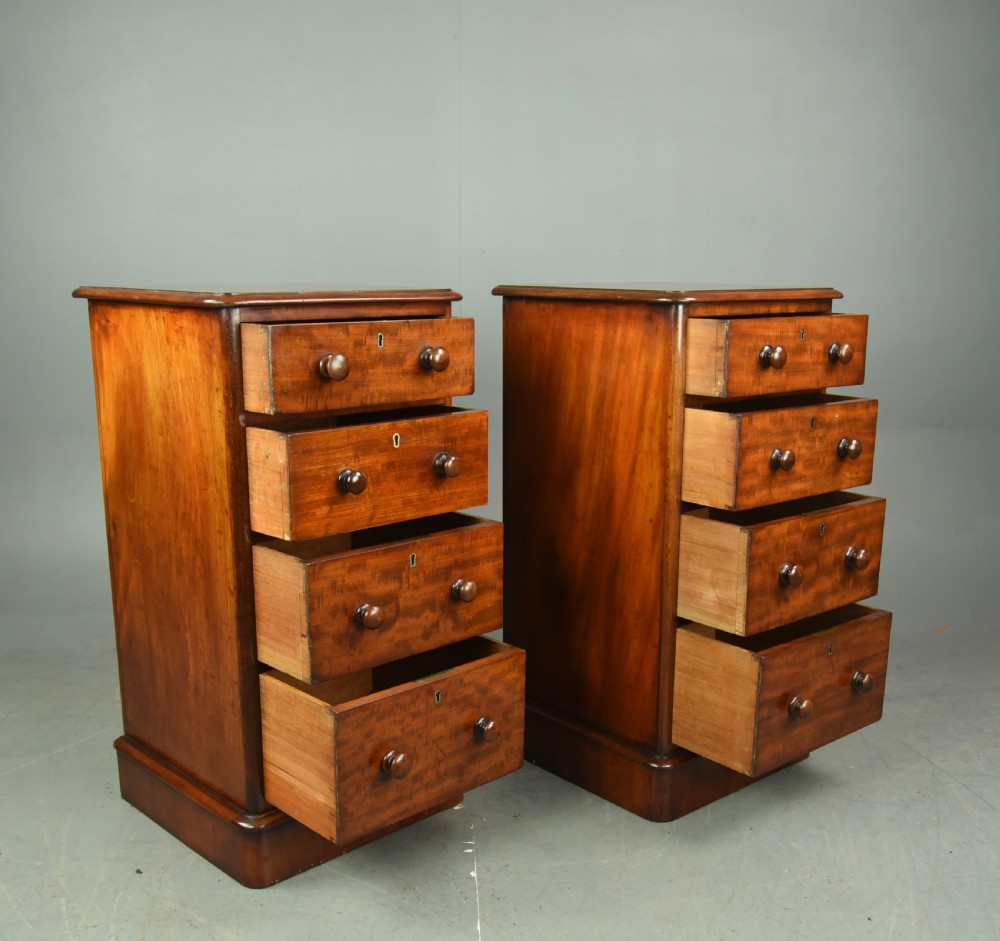 Pair of Victorian mahogany bedside chests of drawers  View VI