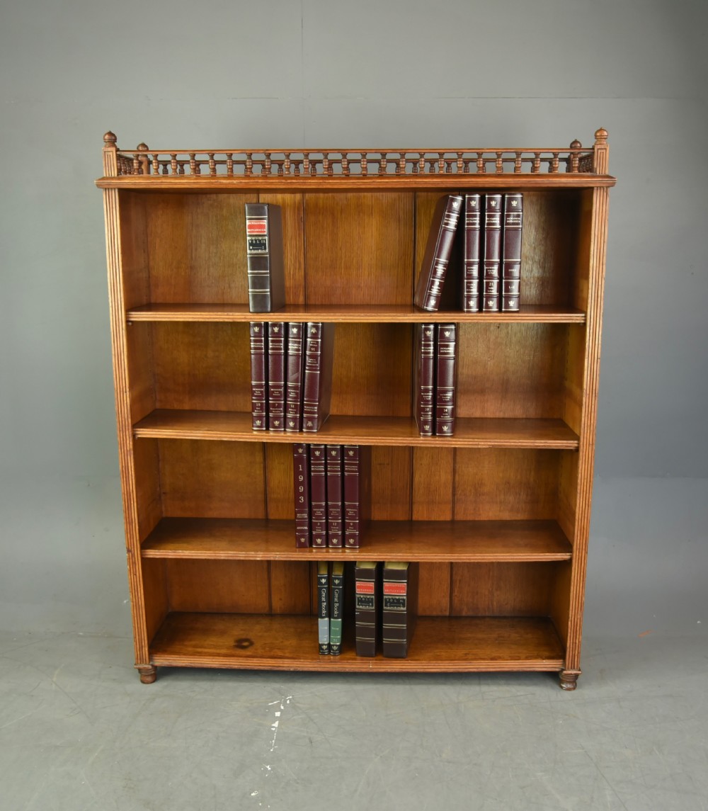 Victorian oak open bookcase 