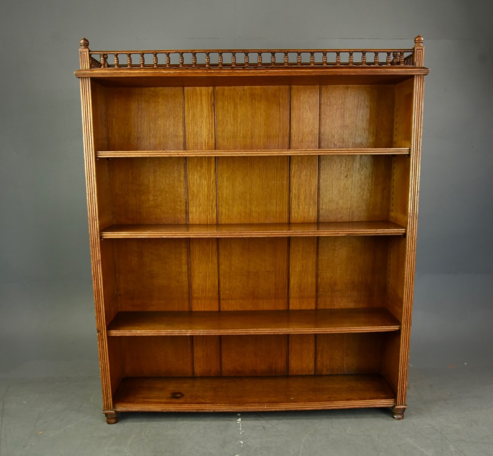Victorian oak open bookcase  View II