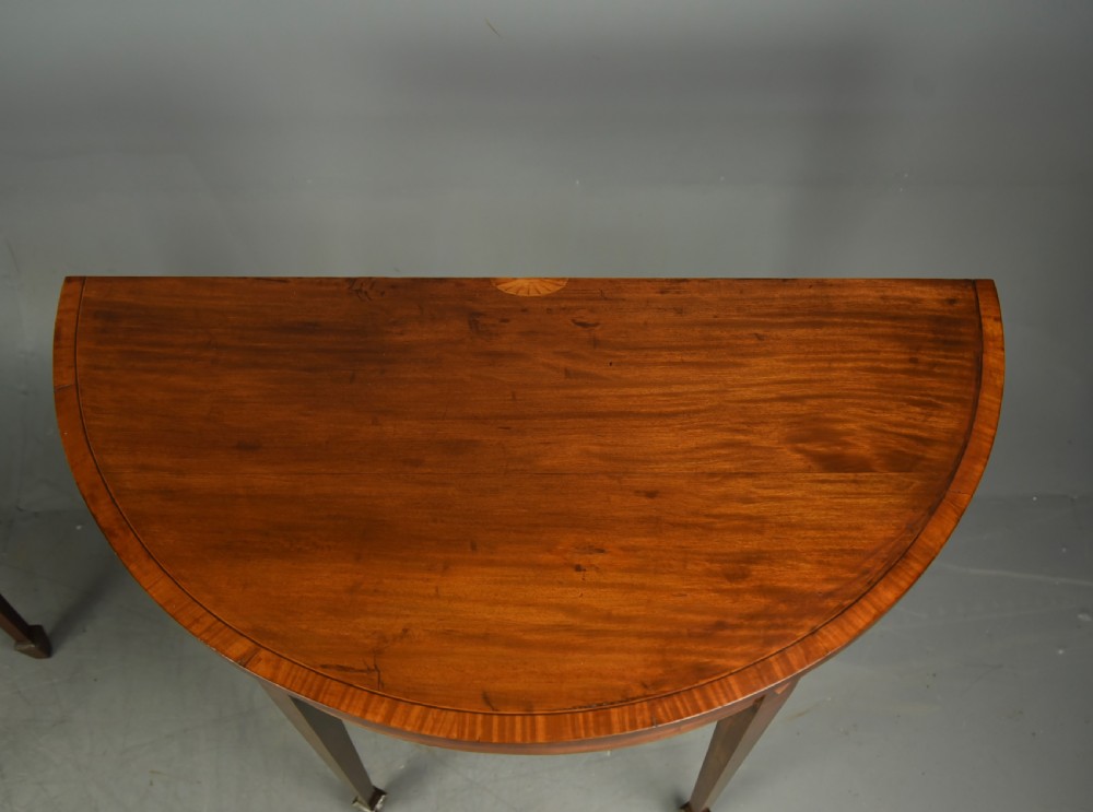 Pair of 19th century mahogany Demi lune console tables  View VI