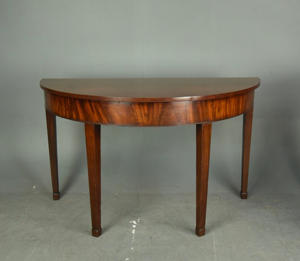 Pair of Georgian mahogany Demi lune console tables  View III