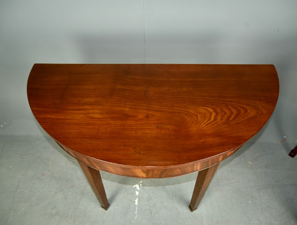 Pair of Georgian mahogany Demi lune console tables  View IV