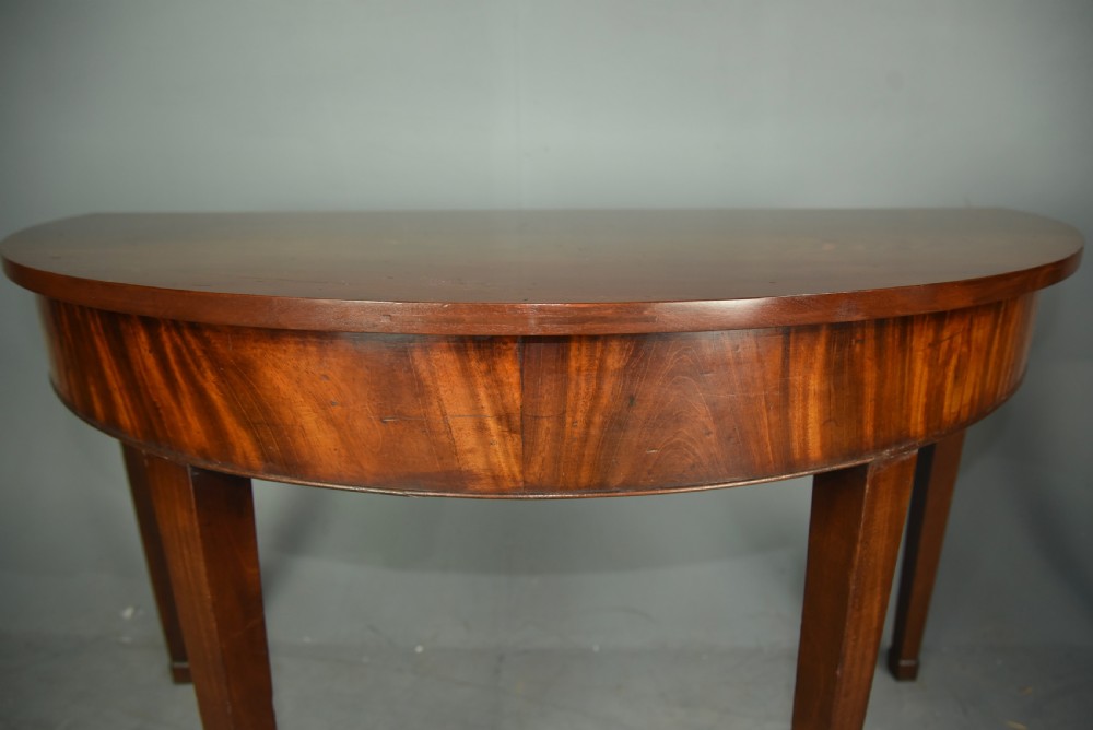 Pair of Georgian mahogany Demi lune console tables  View V