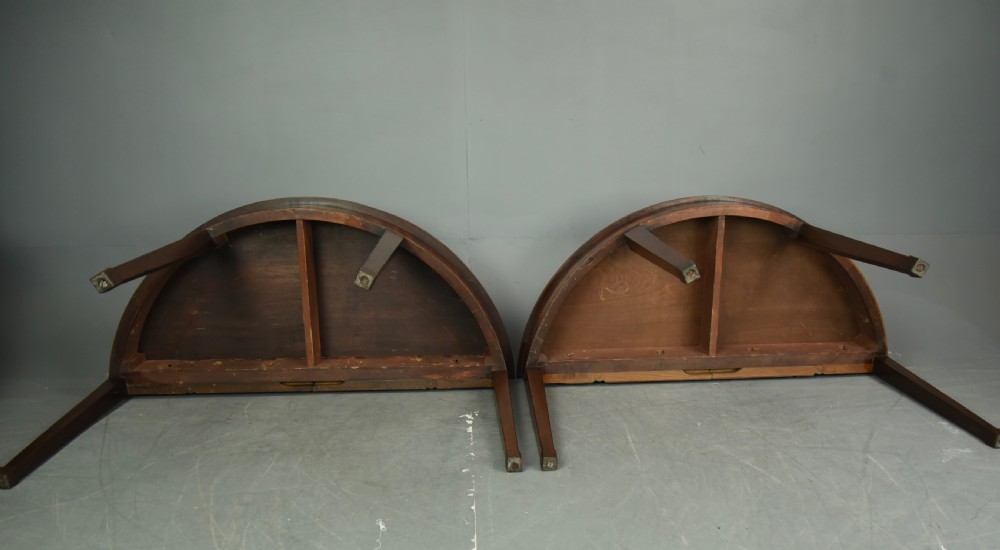 Pair of Georgian mahogany Demi lune console tables  View VII