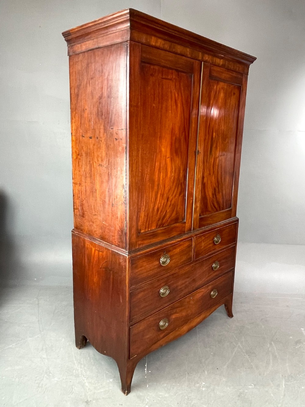 Georgian mahogany linen press wardrobe  View IV