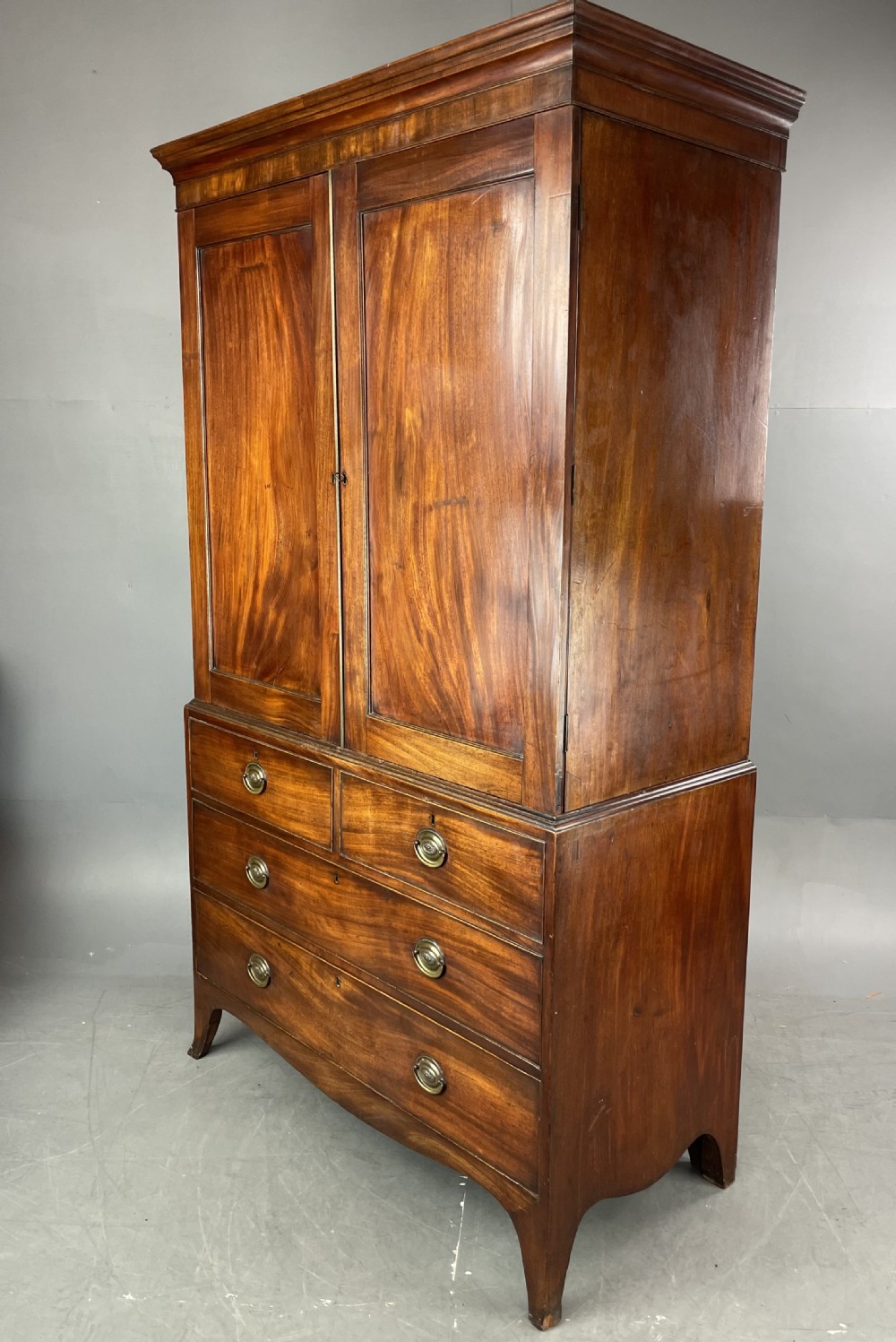 Georgian mahogany linen press wardrobe  View V