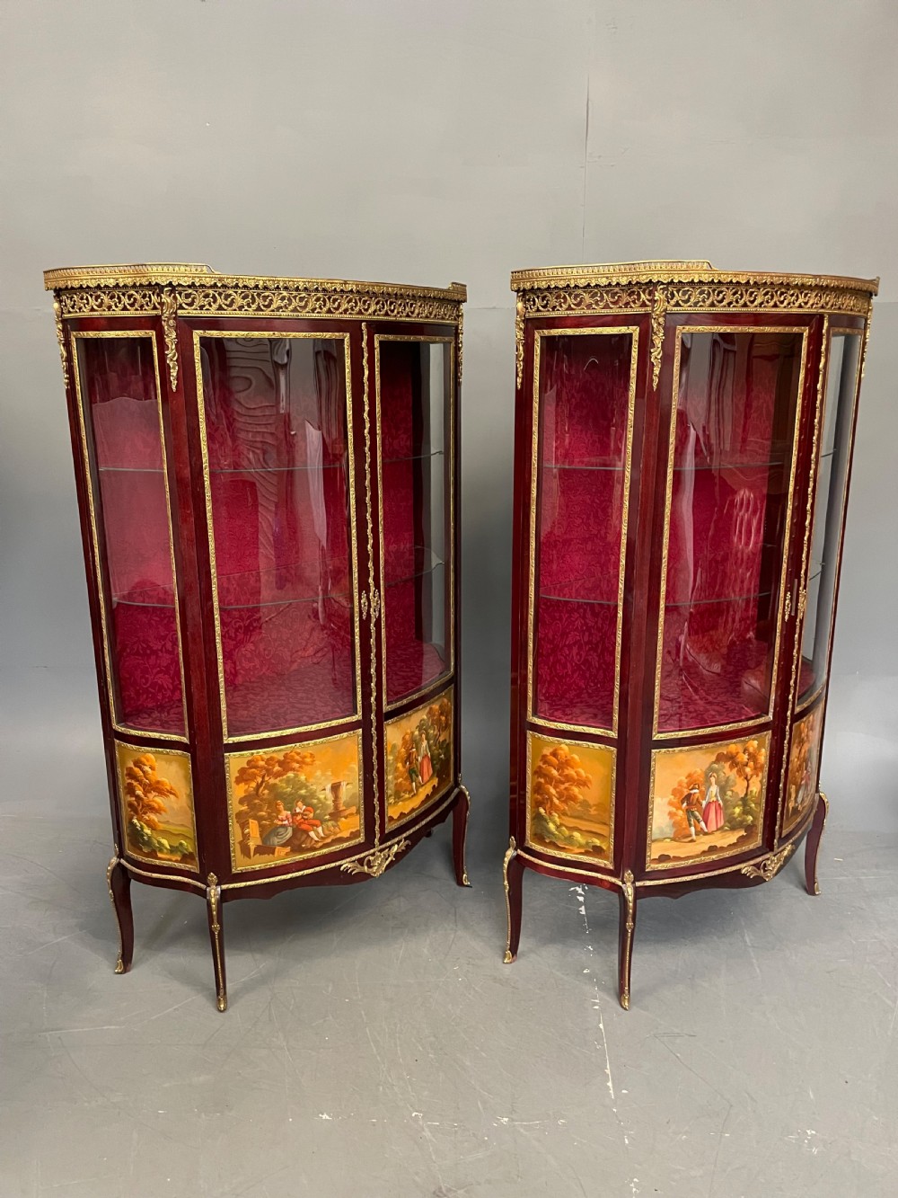Pair of French  Display Cabinets vatrines Painted Vernis Martin  View XV