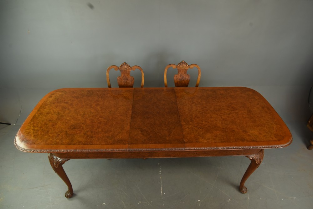 Walnut Queen Anne style dining table and chairs  View III