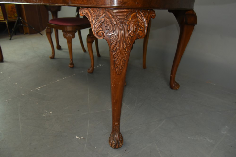 Walnut Queen Anne style dining table and chairs  View IV