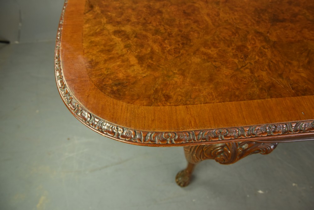 Walnut Queen Anne style dining table and chairs  View V
