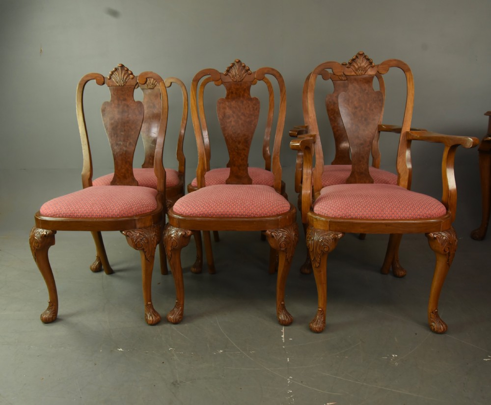 Walnut Queen Anne style dining table and chairs  View VII