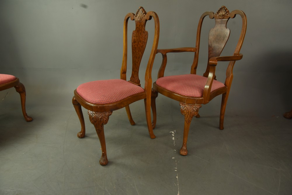 Walnut Queen Anne style dining table and chairs  View VIII