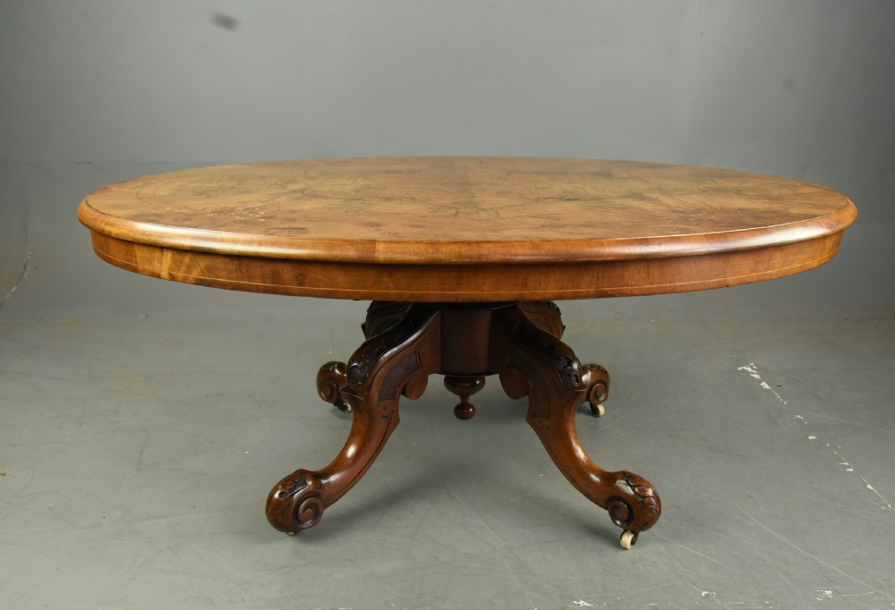 Victorian burr walnut coffee table  View II