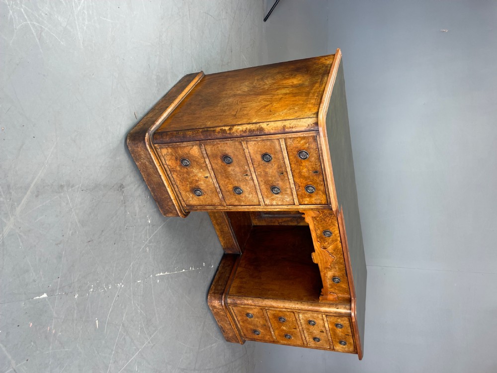 Victorian burr walnut pedestal desk  View II