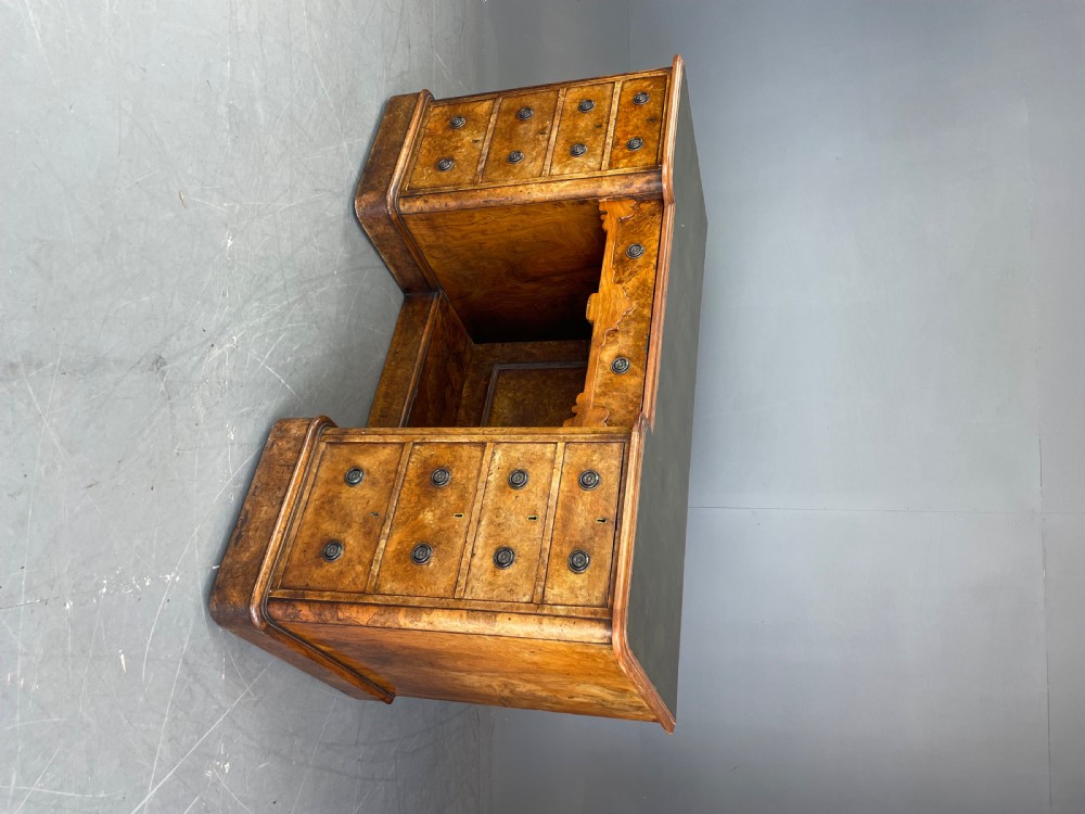 Victorian burr walnut pedestal desk  View III