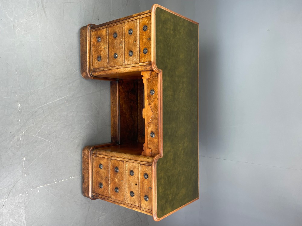 Victorian burr walnut pedestal desk  View IV