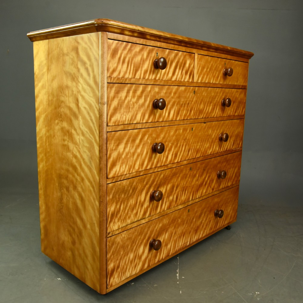 Large Victorian satin birch chest of drawers Heal & son London  View II