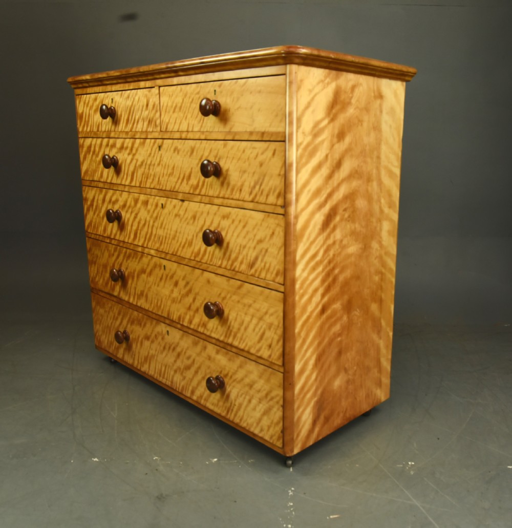 Large Victorian satin birch chest of drawers Heal & son London  View III