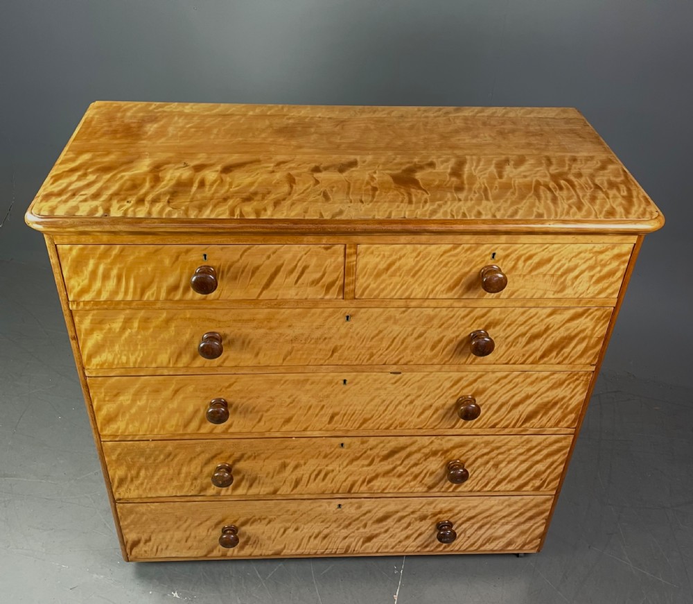Large Victorian satin birch chest of drawers Heal & son London  View IV
