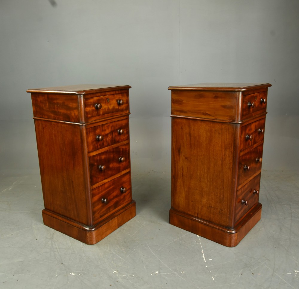 Antique pair of mahogany bedside chests of drawers  View II