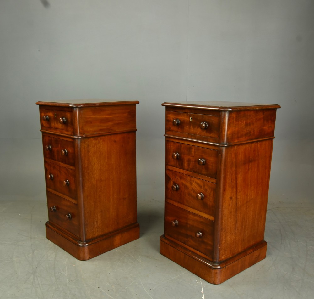 Antique pair of mahogany bedside chests of drawers  View III