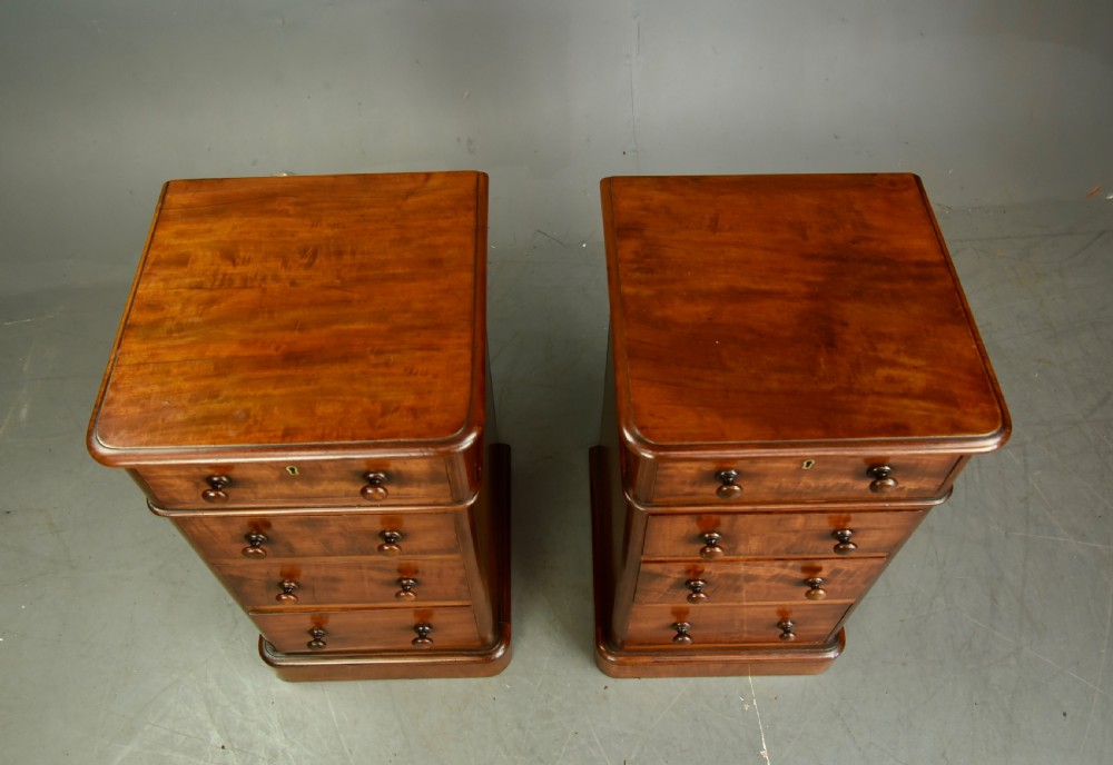 Antique pair of mahogany bedside chests of drawers  View VI