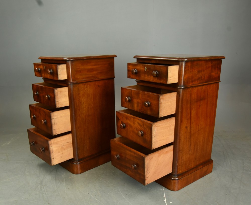 Antique pair of mahogany bedside chests of drawers  View VIII