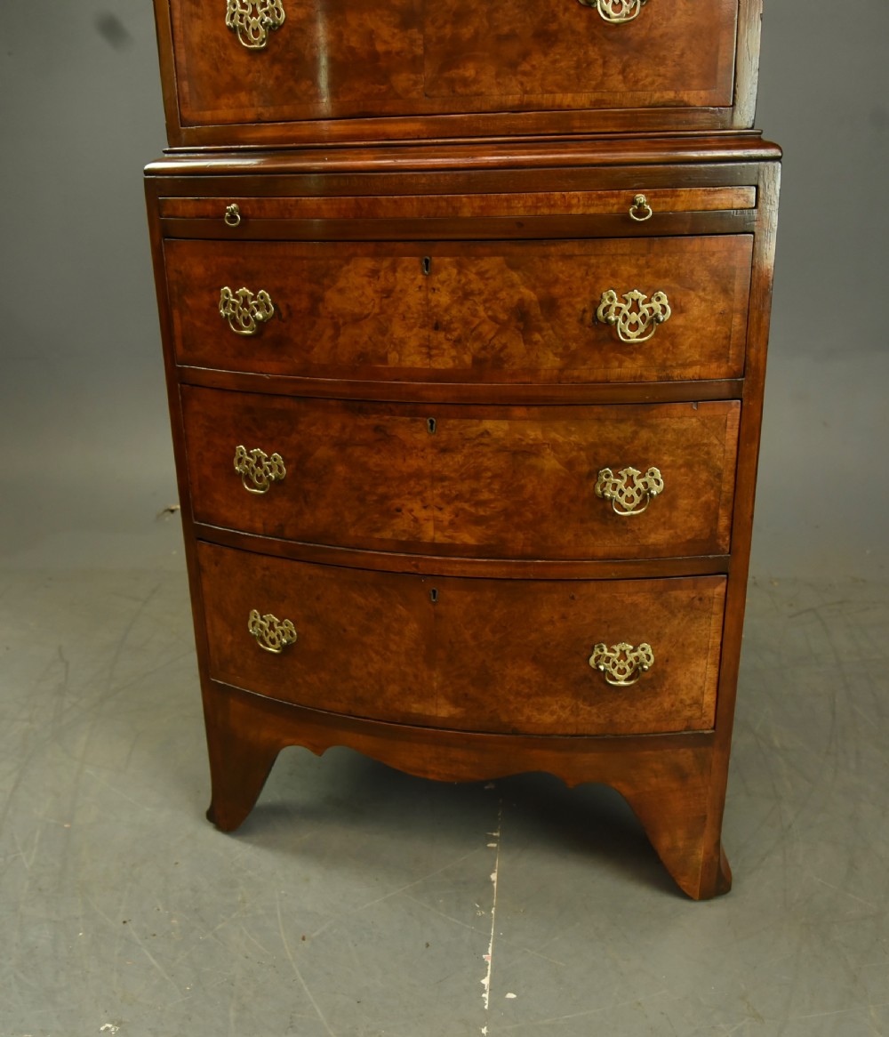 Antique walnut bow front chest of drawers tall boy  View III