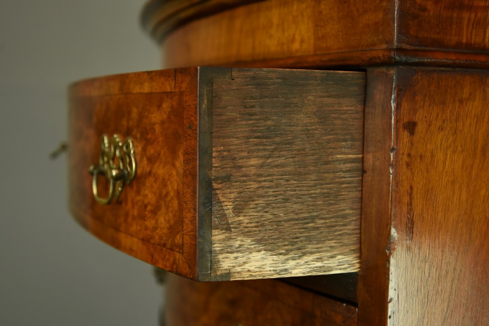 Antique walnut bow front chest of drawers tall boy  View VI