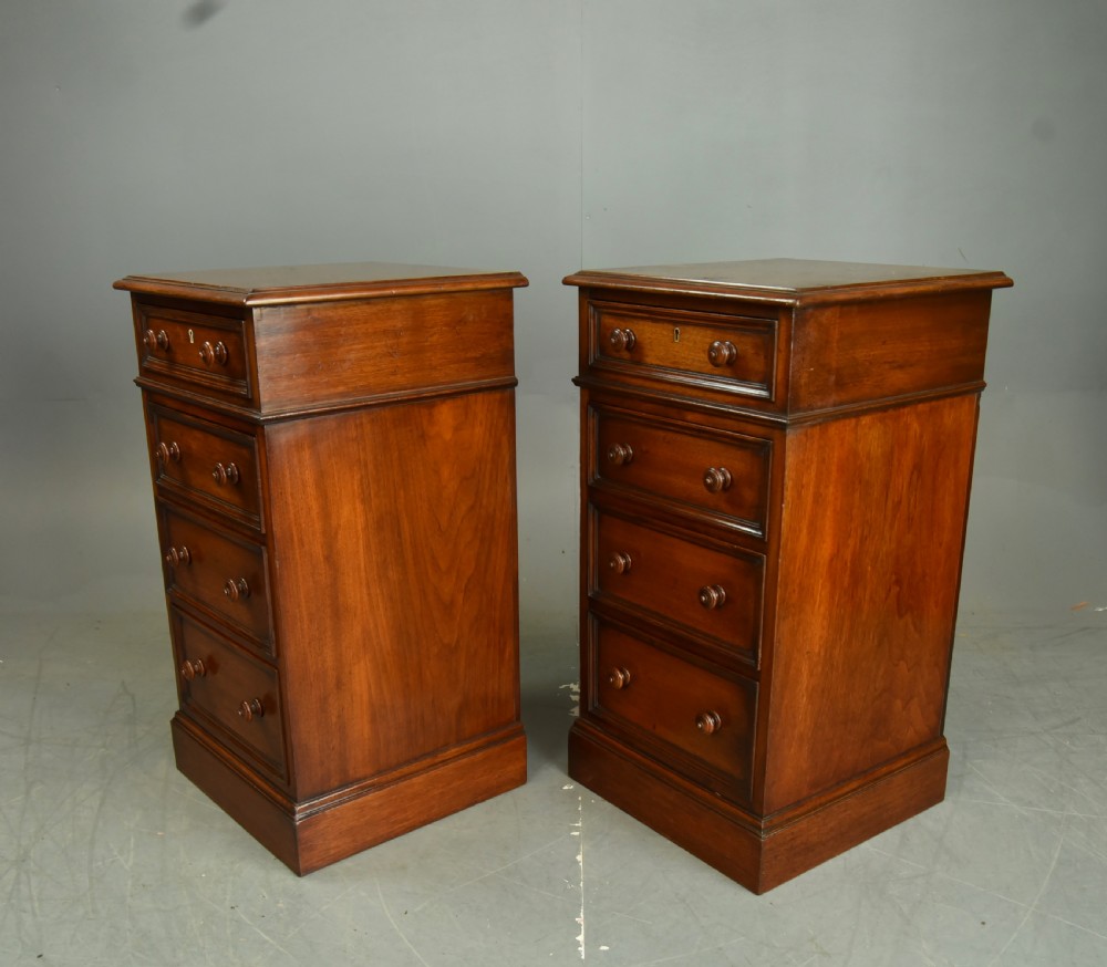 Antique pair of walnut Victorian bedside chests of drawers  View II